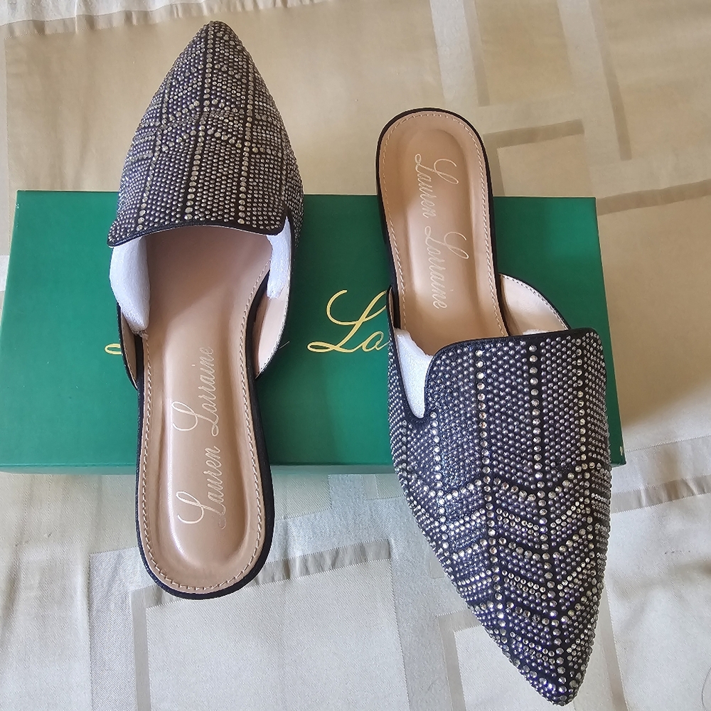 Lauren Lorraine Genie Black Rhinestone Sz 8.5